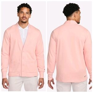 NWT Nike Mens Medium Standard Issue Light Pink Cotton Golf Cardigan Jacket
